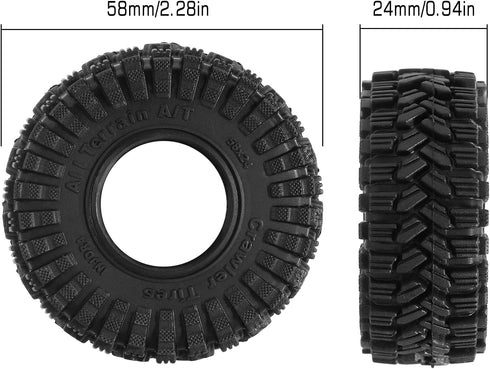 INJORA 1.0 Tires - 58 * 24mm All Terrain Super King Trekker Soft Sticky Tires for TRX4M 1/18 1/24 RC Crawler