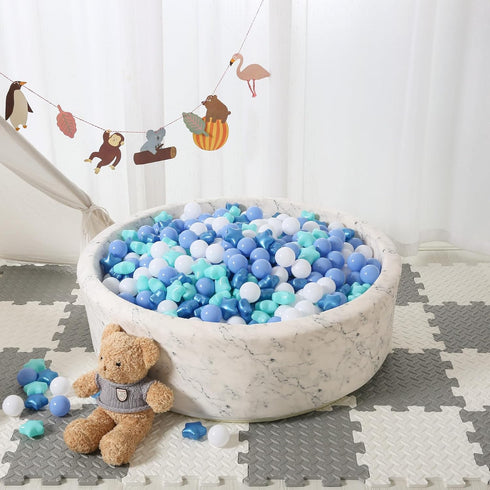 STARBOLO Ball Pit Balls - 200 Bulk Mixed Blue Stars, Crush Proof Plastic Children's Toy Balls for Birthday Party