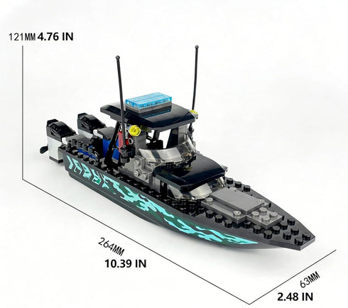 Set City Coast Guard Boat Building Blocks Police Boat, Rescue Boat & Patrol Ship Toy for Boys and Girls, STEM