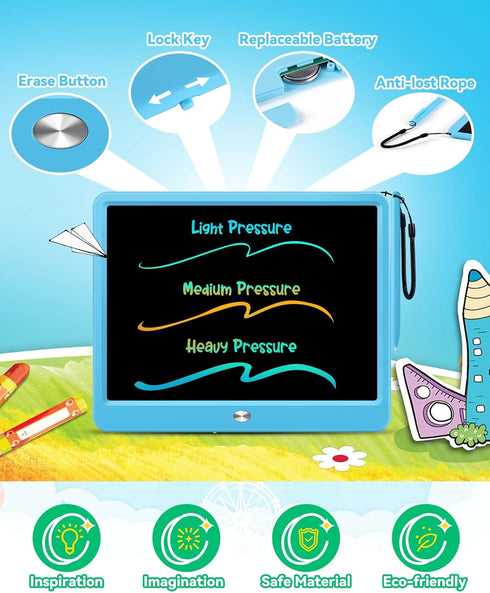KOKODI 12 Inch LCD Writing Tablet - Erasable Doodle Board for Toddler Drawing, Car Travel School Games for Kids