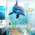 Ocean Wall Stickers for Under The Sea Theme, Cute Fish, Blue Dolphin, Seagrass Coral Mural for Nursery Kids Room