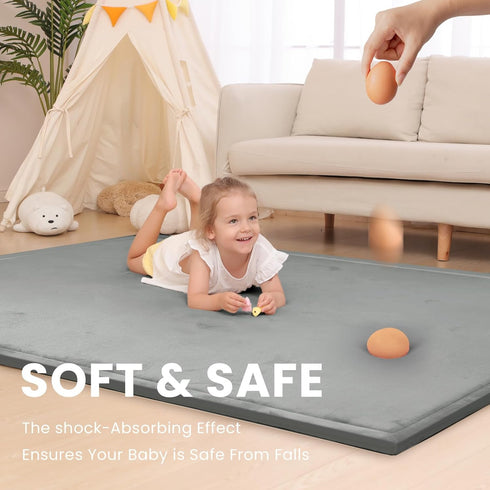Floor,1.3" Tummy Baby Play Mat for Thick Memory Foam Time Mat,Soft Coral Velvet Nursery Rug,Large Non Slip