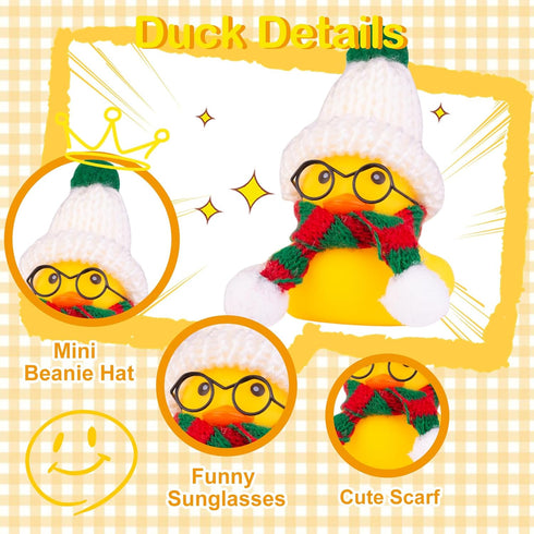Christmas Rubber Ducks Toys, Yellow Duck Car Ornaments for Dashboard Decorations