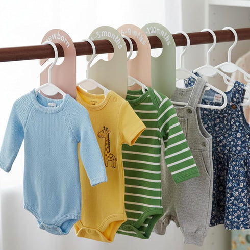 Hadnves 8 Pack Closet 8 24+ Baby Divider, Double Sided Baby Wardrobe Organizer Toddler Clothes Hanger Dividers Boy Girl