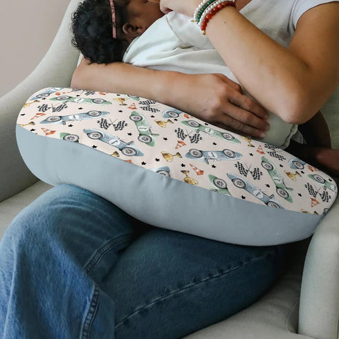 Nursing Pillow Cover for Boys Shower Gift, Stretchy Removable Breastfeeding Pillow Case, Soft Bottle Feeding Slipcover