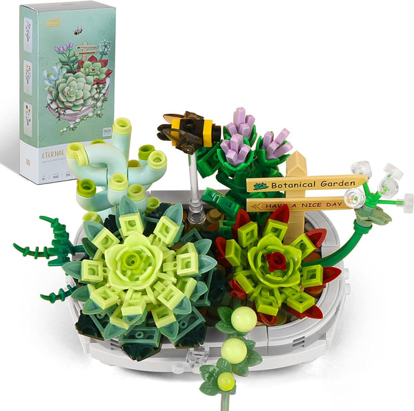 Mini Bricks Succulent Plant Building Kit, 389PCS DIY Ecology Collection Building Toy, Bouquet Set Gifts