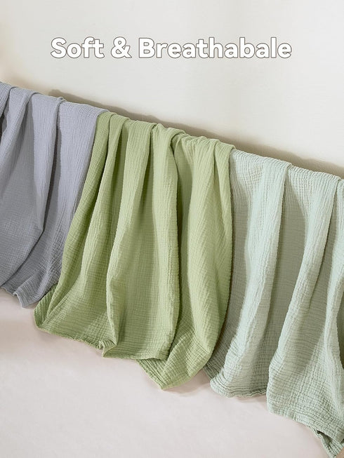 3 Pack 47"X47", TILLYOU Muslin Swaddles for Newborns, Breathable and Soft Baby Blankets for Girls Boys, Cotton Blanket