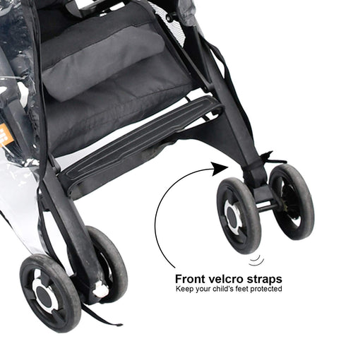 Stroller Rain Cover, Universal Black Clear Baby Travel Weather Shield for Outdoor Protection, Plastic Cover for Winter,