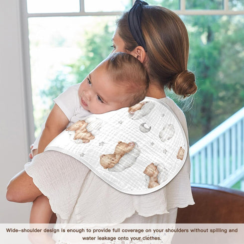 Muslin Burp Cloths Bears Clouds Baby Bibs, Absorbent & Soft 22*11IN, 2 Pack for Baby Girl Boys