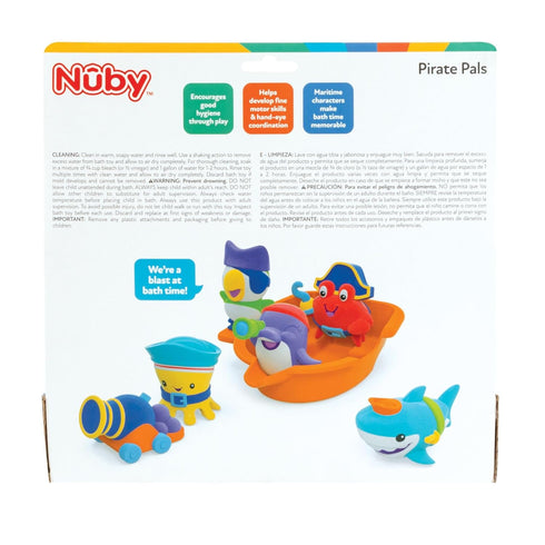 Nuby Pirate Pals Bath Toy Set, Interactive Bath Time Toys for 18+ Months
