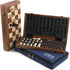 Ajedrez Set, 15" 2 Magnetic Wooden Chess Walnut Folding Chess Board with Handcrafted Pieces Extra Queens, Portable