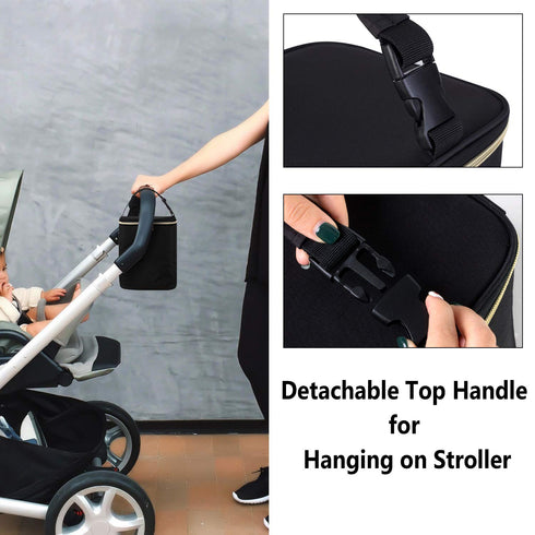 Teamoy Breastmilk Cooler Bag for up to 4 Large 9 Ounce Bottles - Perfect for Working Moms, Black