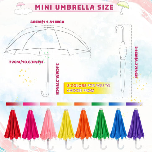 Eccliy Mini Doll Umbrella 11.8 Inch Colorful Tiny Plant Beach Sunny Rainy 1:6 Scale Doll Umbrella