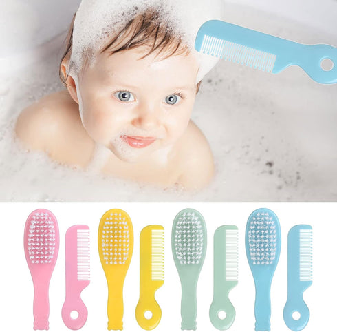 COYENRAT Set Brush & Comb Children Hair Brush Soft Nylon Bristle Caps Hair Brush for Toddler Infant Head Massage