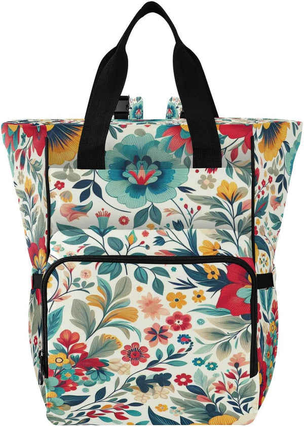 YANENDIE Floral Theme Diaper Bag Backpack, Unisex Travel Baby Backpack Diaper Bags with