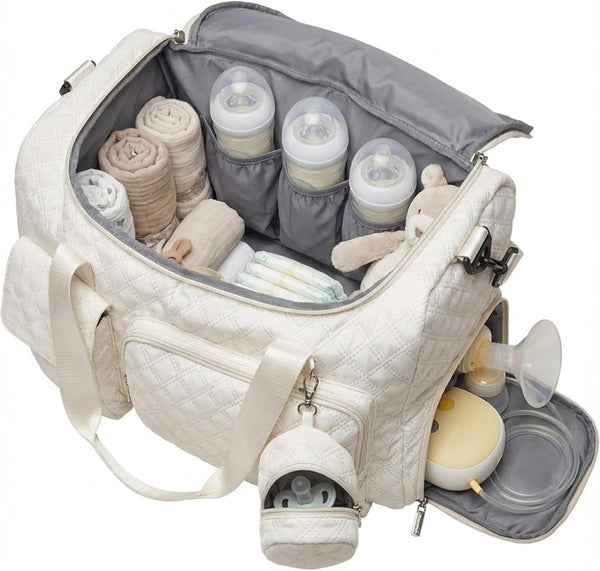 Extra Large Diaper Tote Bag with Shoe Compartment & Pacifier Pocket, Travel