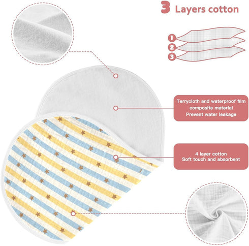 decor gift 4 Pack 22x11in Cotton Large Burp Cloths for Baby Soft Touch Pastel Retro Simple Stripe Yellow Baby Cloth