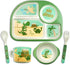 Toddler Plates and Bowls Set, Dinosaur Dinnerware Kids Feeding Set, Bamboo Plate Dishes with Utensils, Dishwasher Safe