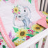 Set Girls,5 Pink Cartoon Elephant Crib Bedding for Piece-Crib Sheet/Crib Skirt/Quilt/Blanket/Diaper Bag