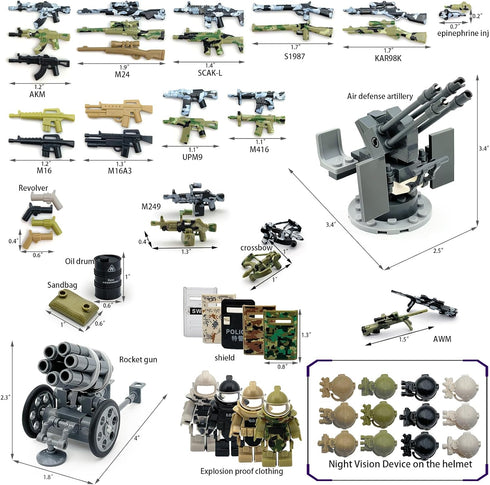 ALEYOOTECHE 350+ Pack Set Sets PCS Military Weapon Accessories for Swat Team Building Block Toy Military Weapon Include
