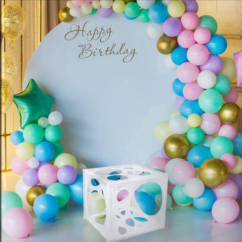 Auihiay 18 Holes Balloon Sizer Box Cube - 2-10 Inch Collapsible Plastic Measurement Tool for Garland, Arch, Column (For