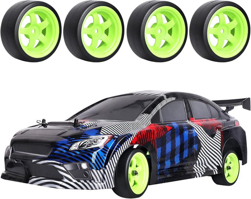 HobbyPark 12mm Hex Hard Plastic RC Drift Wheels and Tires Set of 4 for 1/10 Scale Tamiya HPI Traxxas Kyosho Redcat HSP