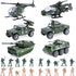 26 Pack Diecast Military Vehicles Set, 6 Pack Alloy Metal Models Car Toys and 20 Pack Soldier Army Men