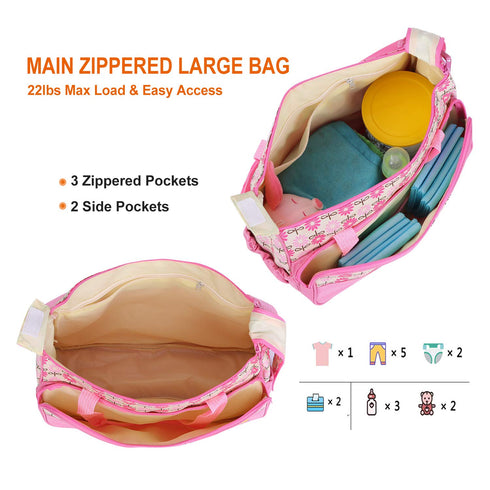 5PCS Set Moclever Diaper Bag Tote for Baby Essentials Large Baby Bags for Mom, Waterproof Maternity Bags with Bottle