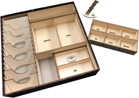 The Broken Token Board Game Organizer - Dead of Winter Compatible Wood Storage Box with Trays and Dividers