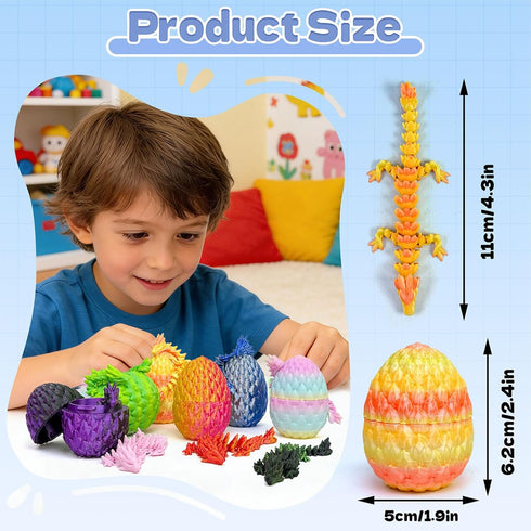 Aesinos 3D (32PCS) Printed Dragon Eggs with Dragon Inside,Articulated Crystal Dragon in Egg,Easter Basket Stuffers