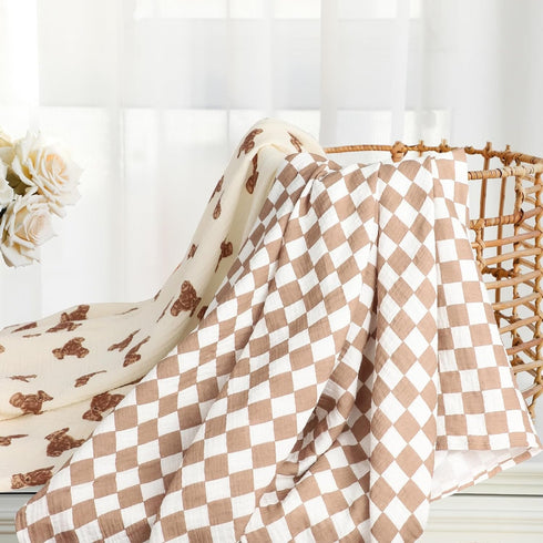 2 Pack 47 47 inches, insular Muslin Swaddle Blankets for Boys Girls, Receiving Baby Blanket Large x Soft Breathable