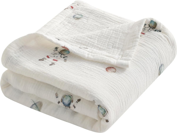 NTBAY Muslin Toddler Blanket, 4-Layer, 42x60 Cozy Preschool Nap Blanket, Soft Breathable