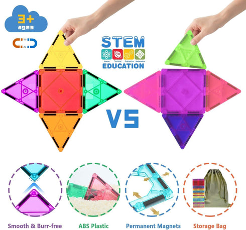 102PCS Magnetic Tiles Building Blocks Stem Toys for 3+ Year Old Boys and Girls, Montessori Toddler Gifts