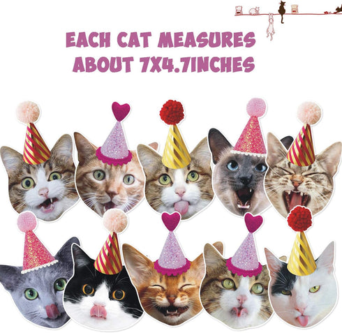 Bessmoso Funny Cat Party Garland, Meow Letter Balloons Cats Faces Banner for Cat Theme Party