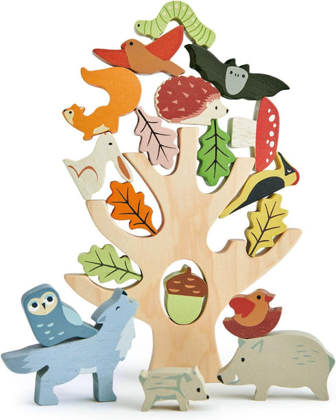 Tender Leaf Toys Stacking Forest - Wooden Animal Balancing Game for Children, Manual Dexterity for Ages 18 Months+