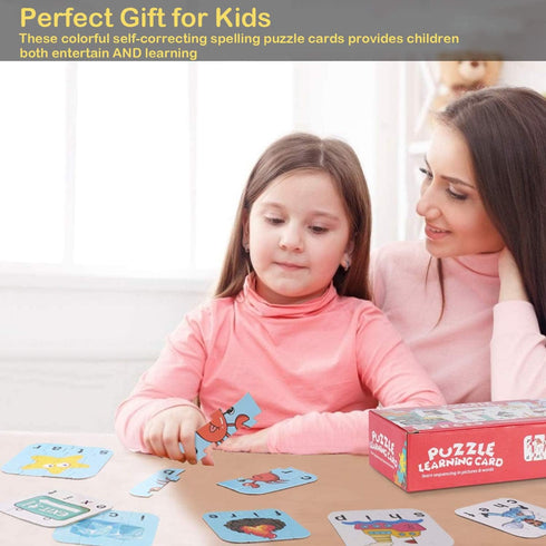 80 Words Self-Correcting Spelling Puzzles, Double-Sided Three and Four Letter Words for Preschool Learning
