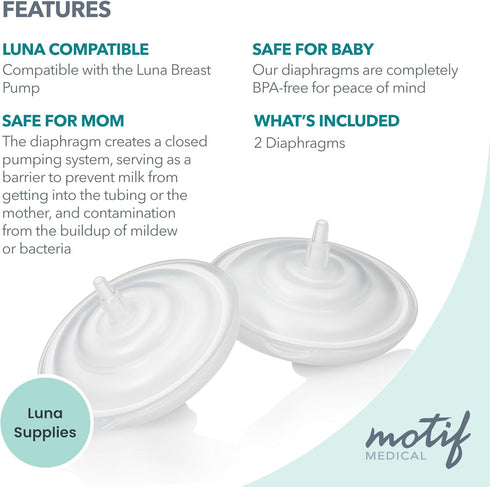 (Set 2) Motif Medical Silicone Diaphragms Replacement Parts - Compatible w/Motif Luna Breast Pump - Durable Motif