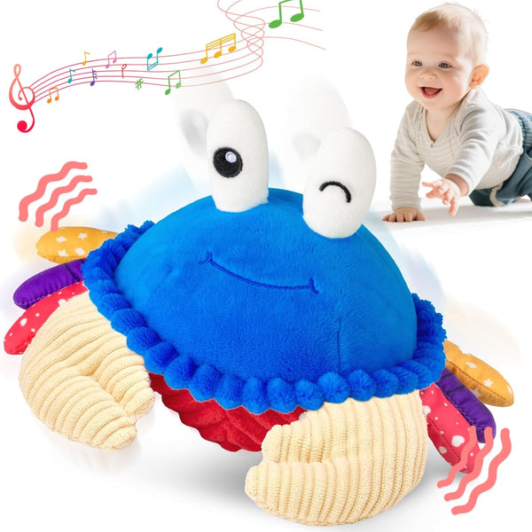 Baby Toys 6-12 Months, Musical Crawling Crab Plush Toy - 40 Songs