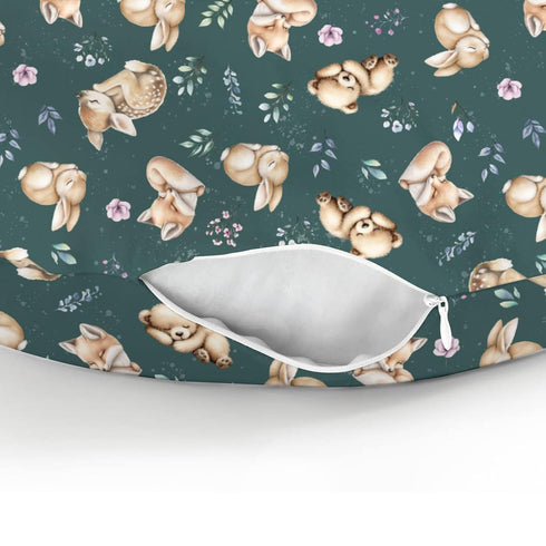Sleeping Spring Animals Nursing Pillow Covers for Boy Girl Bear Deer Bunny Floral Leaves Nursery Pillow Slipcover