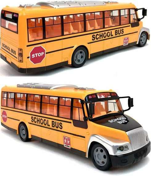 2.4Ghz Liberty Imports RC School Bus - Remote Control Toy Bus with LED Lights, Rechargeable Electronic Vehicle for Kids