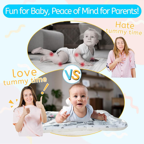 gljyoka Tummy (1-9 Black and White High Contrast Time Water Mat for Babies Sensory Newborn Toys for Brain & Visual