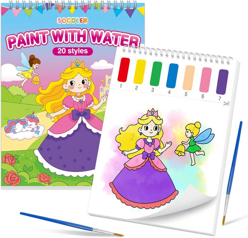 SOCOLER Paint with Water Coloring Books for Toddlers,Mess Free Watercolor Painting Papers for