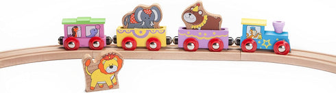 2 3 Set Maxim Enterprise, inc. Kids Circus Train with Steam Engine, Cars, Caboose, Wooden Animals, Colorful Hardwood