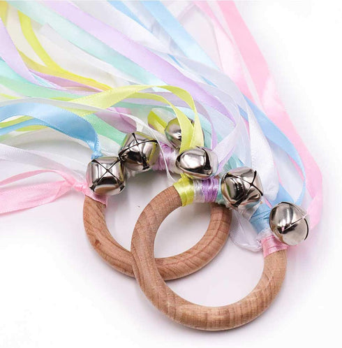 TANOFAR Montessori Hand Kite - Baby Sensory Ribbon Toy, Waldorf Wooden Toys for Toddlers, Rainbow