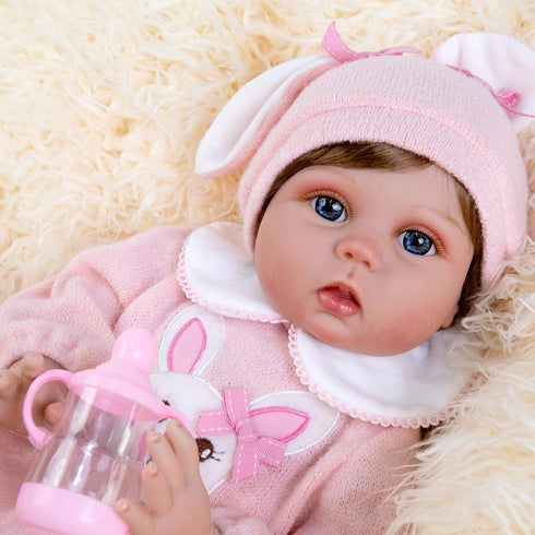 Aori Reborn Baby Dolls - Lifelike Girl Doll with Feeding Toy, Realistic Newborn Gift Set for Kids 3+