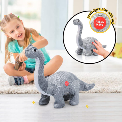 TOY Life Remote Control Dinosaur Toys for Kids 3-7+, Electronic Walking Brontosaurus Plush Dinosaur Gift
