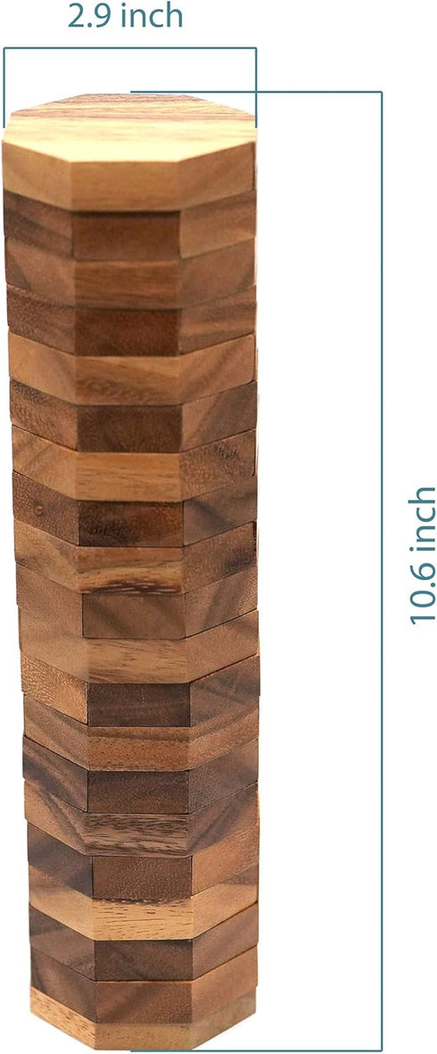 BSIRI Octa Tumbling Tower Game - Wooden Stacking Game for Kids, Adults, and Family, Ideal for Game Night, Party Games,