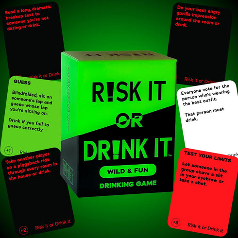 Fun Drinking Game for Pregame, Game Night, College - 150 Hilarious Dares, Funny Challenges & Questions - Party Game Gift, Cards for Parties