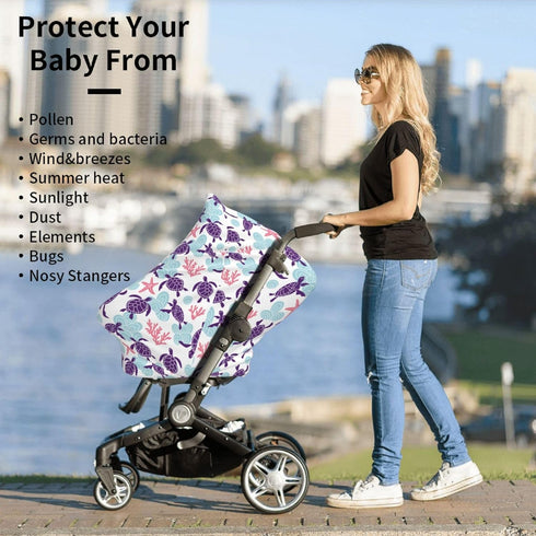 Sanghing Sea Turtle Ocean Coastal Baby Stuff Car Seat Cover,Nursing Cover for Mom Breathable Stroller Cover Multi-Use
