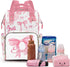 Perarts Backpack Pink Bow Personalized Diaper Bag for Baby Boy with Name, Custom Nappy Nursing Bag for Moms Dads